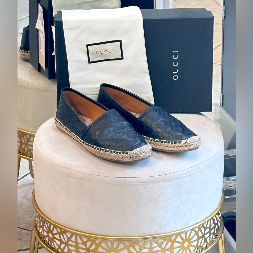 MICRO GUCCISSIMA ESPADRILLE FLATS 
NERO 38